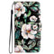 Samsung Galaxy S24 Leather Flip Cover m. Veske og stropp - Magnolia Flowers