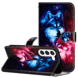 Samsung Galaxy S24 Leather Flip Cover m. Lommebok og stropp - Wolves