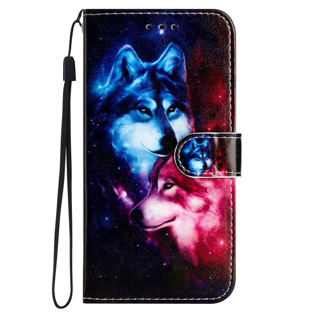 Samsung Galaxy S24 Leather Flip Cover m. Lommebok og stropp - Wolves