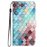 Samsung Galaxy S24 Leather Flip Cover m. Veske og stropp - Fargede firkanter