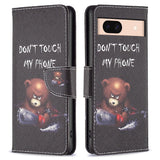 EIDERWOOD Google Pixel 8a Leather Flip Cover m. Lommebok &amp; Print - "Don't Touch My Phone" - Bjørn
