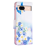 EIDERWOOD Google Pixel 8a Leather Flip Cover m. Lommebok og trykk - Sommerfugl og blomster