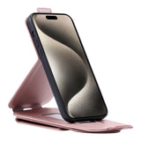 iPhone 15 Pro vertikalt flipdeksel i kunstskinn m. Veske / Ståfunksjon / Stropp - Rose Gold