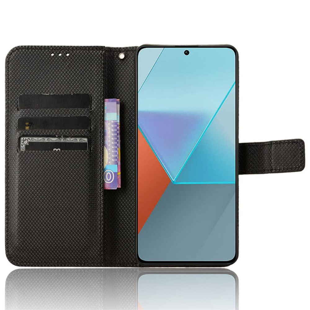 EIDERWOOD Xiaomi Redmi Note 13 Pro (5G) / Poco X6 Leather Flip Cover m. Stropp og tekstur - Svart