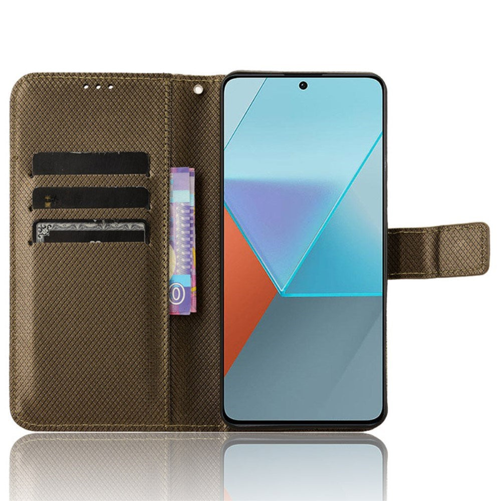 EIDERWOOD Xiaomi Redmi Note 13 Pro (5G) / Poco X6 Leather Flip Cover m. Stropp og tekstur - brun