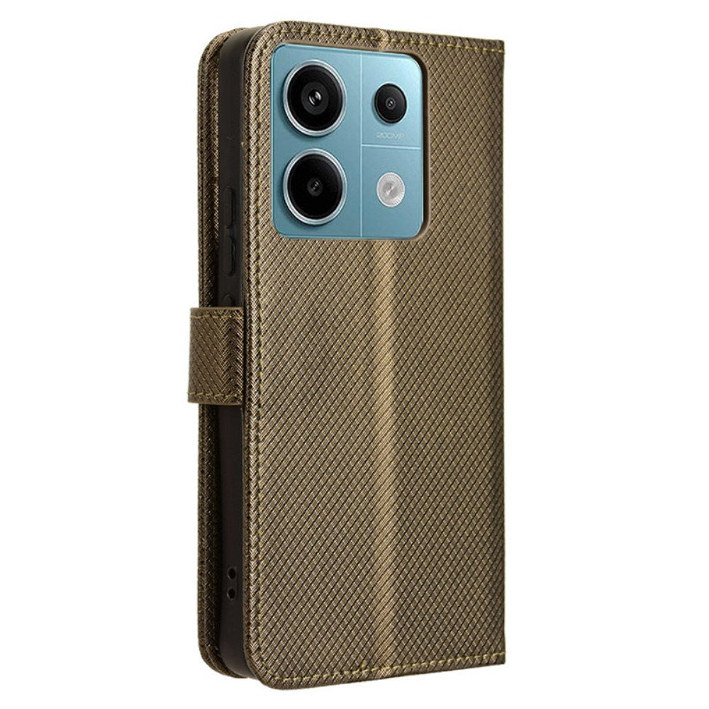 EIDERWOOD Xiaomi Redmi Note 13 Pro (5G) / Poco X6 Leather Flip Cover m. Stropp og tekstur - brun