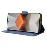 Xiaomi Redmi Note 13 Pro+ (pluss) flippdeksel i skinn m. Stropp og tekstur - blå