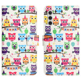 Samsung Galaxy S24 Leather Flip Cover m. Lommebok og stativfunksjon - Ugler