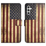 Samsung Galaxy S24 Leather Flip Cover m. Lommebok og stativfunksjon - amerikansk flagg