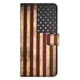 Samsung Galaxy S24 Leather Flip Cover m. Lommebok og stativfunksjon - amerikansk flagg