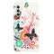 Samsung Galaxy S24 Leather Flip Cover m. Lommebok og stativ - Hvit / Sommerfugler