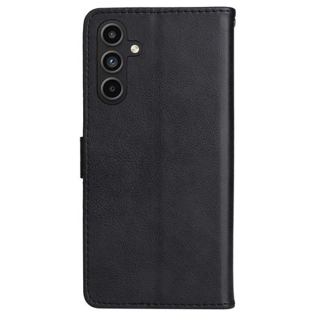 Samsung Galaxy A15 (5G) / A15 PU Leather Flip Cover m. Lommebok og stropp - Svart