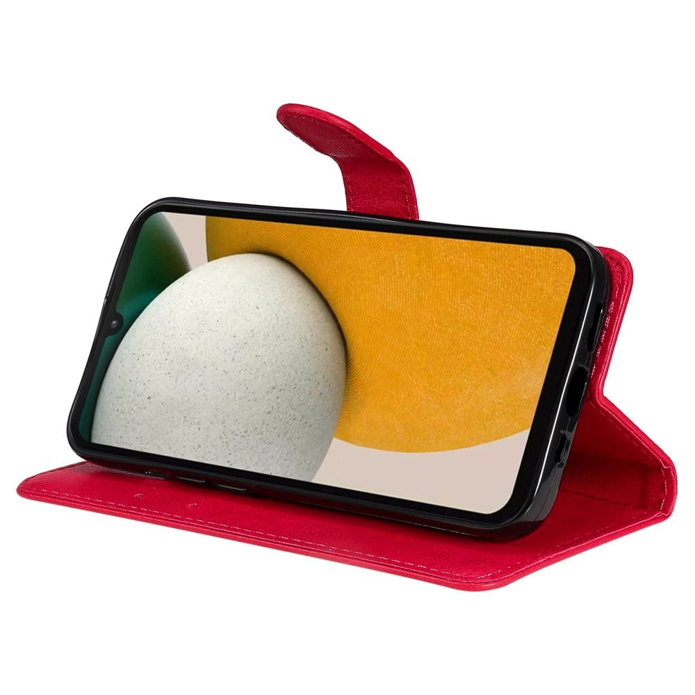 Samsung Galaxy A15 (5G) / A15 PU Leather Flip Cover m. Lommebok og stropp - rød