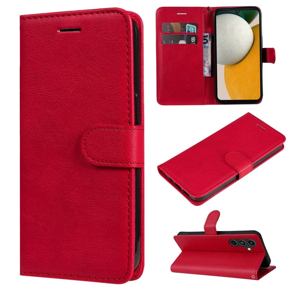 Samsung Galaxy A15 (5G) / A15 PU Leather Flip Cover m. Lommebok og stropp - rød
