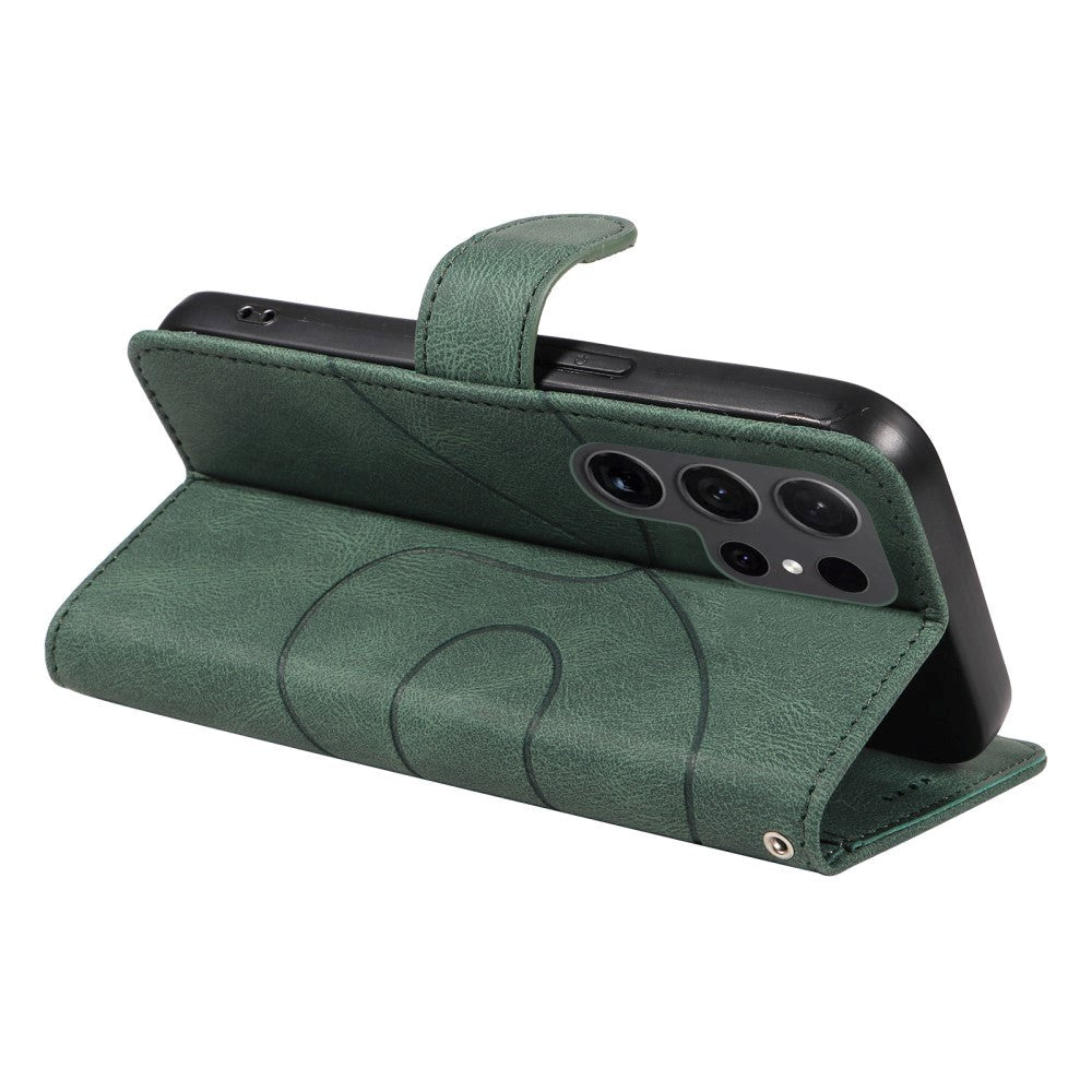 Samsung Galaxy S24 Ultra PU Læder Flip Cover m. Pung & Strop - Grøn