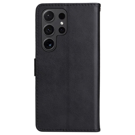 Samsung Galaxy S24 Ultra Leather Flip Cover m. Lommebok og stropp - Svart