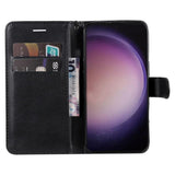 Samsung Galaxy S24 Ultra Leather Flip Cover m. Lommebok og stropp - Svart