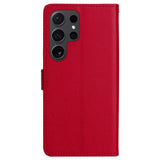Samsung Galaxy S24 Ultra Læder Flip Cover m. Pung og Strop - Rød