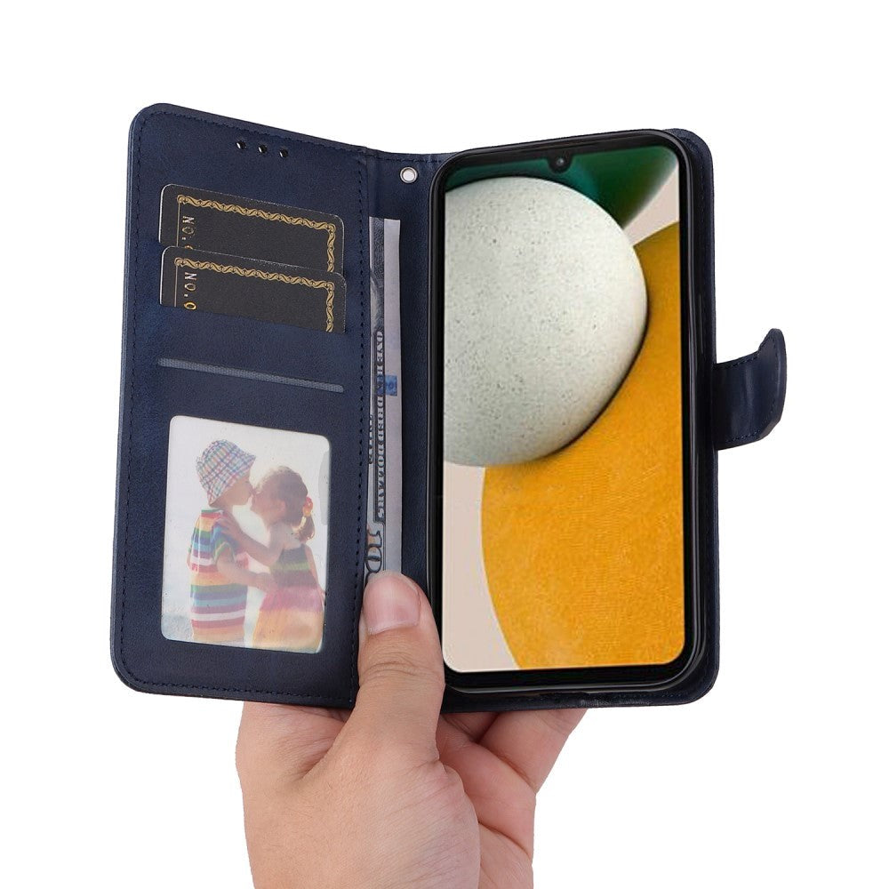 Samsung Galaxy A15 (5G) / A15 Kunstlæder Flip Cover m. Pung og Strop - Blå