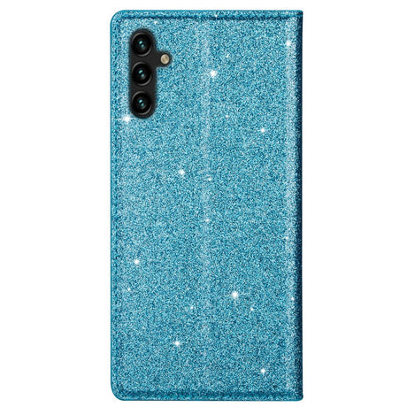 Samsung Galaxy A15 (5G) / A15 Lær Flip Deksel m. Lommebok - Glitter - Blå