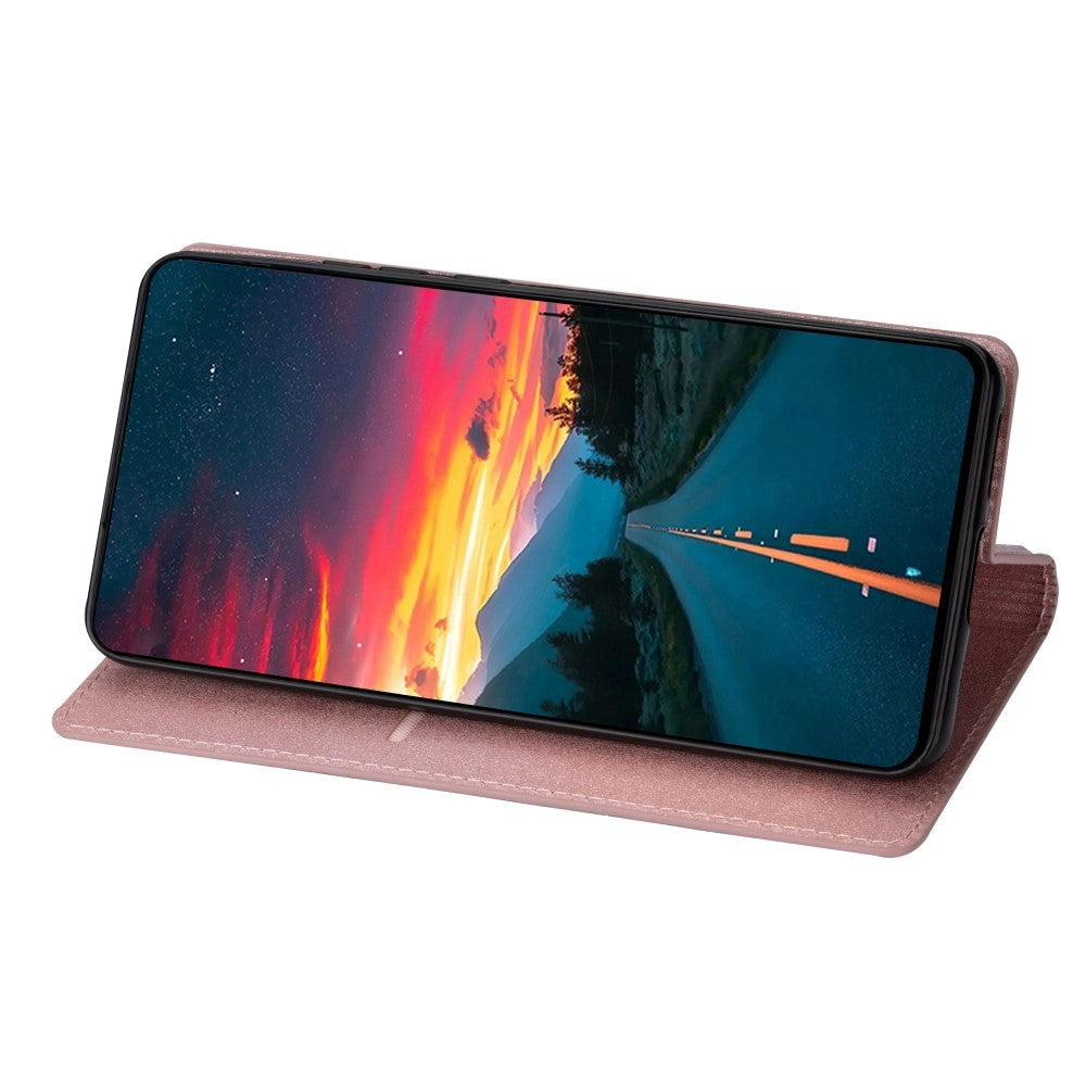 Samsung Galaxy A15 (5G) / A15 Læder Flip Cover m. Pung - Glimmer - Rose Gold