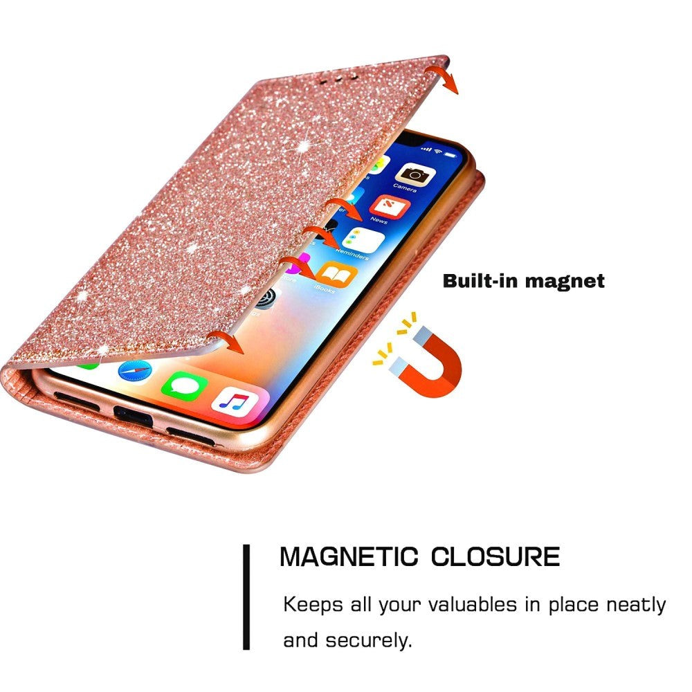 Samsung Galaxy A15 (5G) / A15 Læder Flip Cover m. Pung - Glimmer - Rose Gold