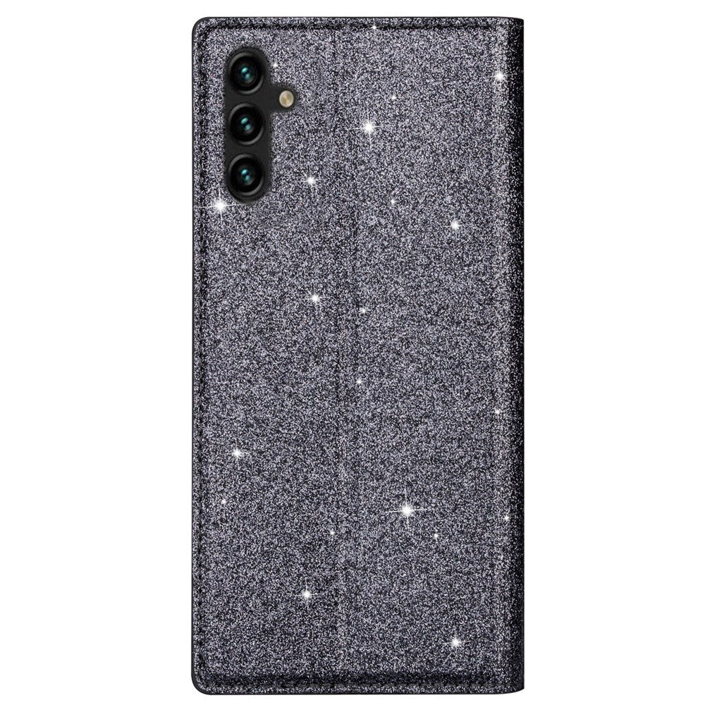 Samsung Galaxy A15 (5G) / A15 Lær Flip Deksel m. Lommebok - Glitter - Grå