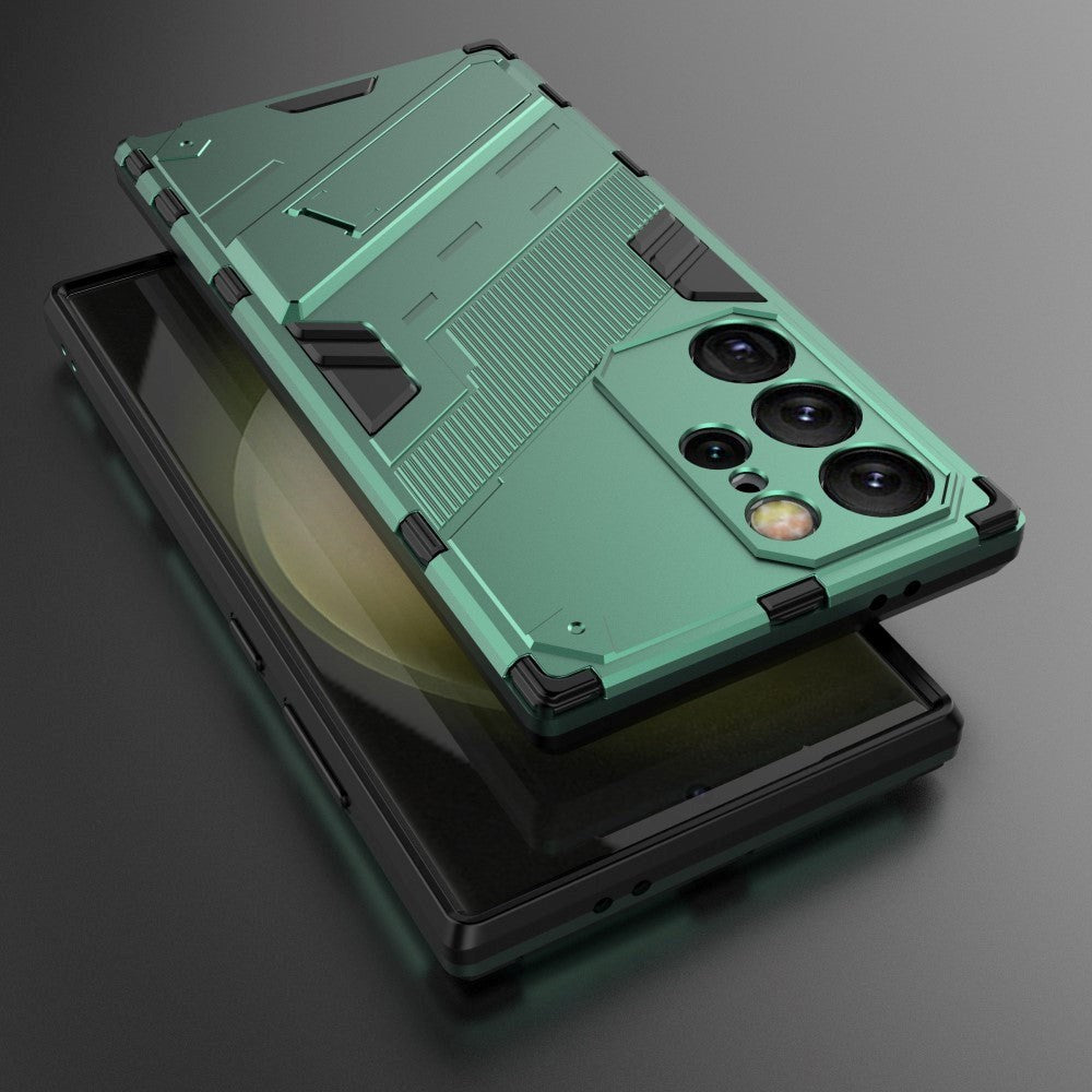 Samsung Galaxy S24 Ultra Hybrid Craftsman Bakdeksel m. Stativ - Grønn