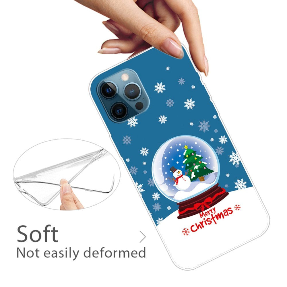 iPhone 15 Pro Fleksibelt Juledeksel i plastbak - God jul - Snow Globe