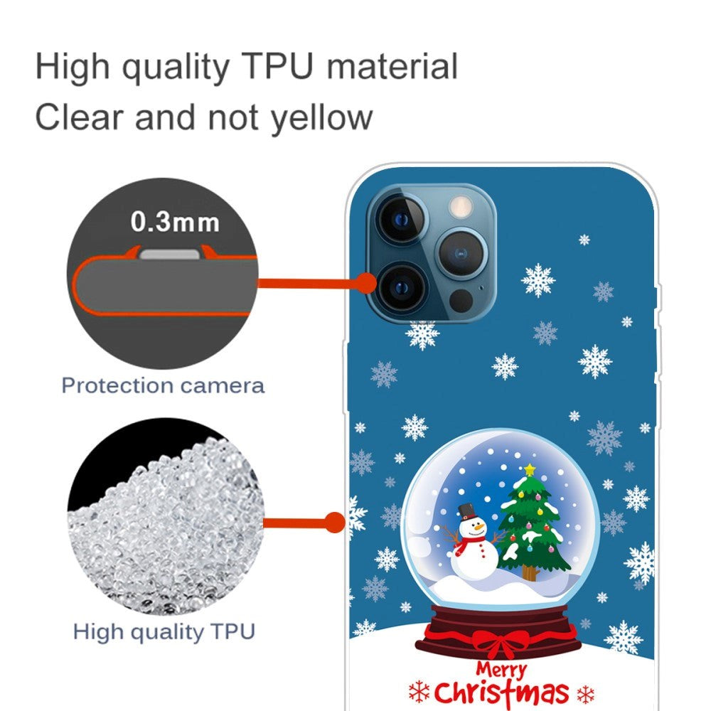 iPhone 15 Pro Fleksibelt Juledeksel i plastbak - God jul - Snow Globe