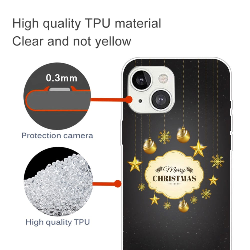 iPhone 15 Fleksibelt plastdeksel Juledeksel - God jul - Gulldekorasjoner