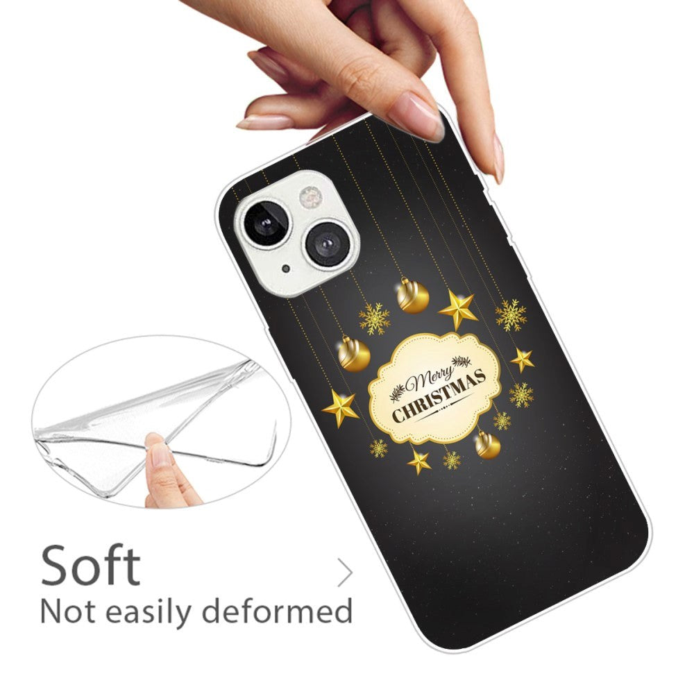 iPhone 15 Fleksibelt plastdeksel Juledeksel - God jul - Gulldekorasjoner