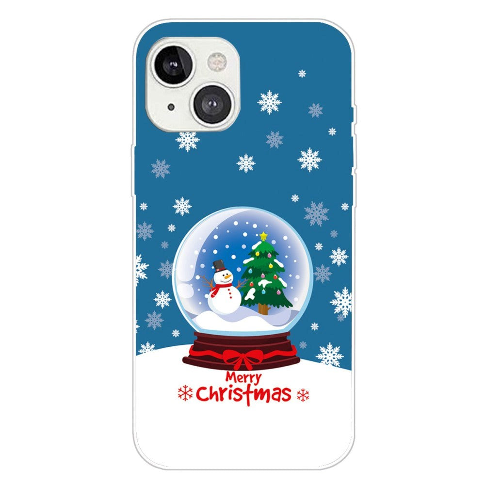 iPhone 15 Fleksibelt Juledeksel i plastbak - God jul - Snow Globe