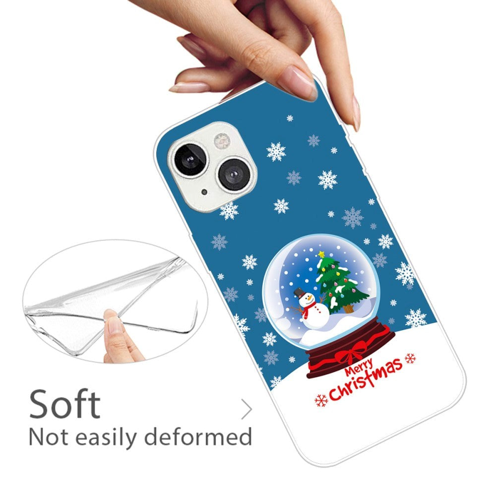 iPhone 15 Fleksibelt Juledeksel i plastbak - God jul - Snow Globe