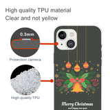 iPhone 15 Fleksibelt Plast Bagside Jule Cover - Merry Christmas - Julekrans og Juleklokke