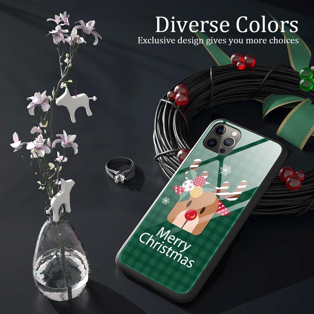 iPhone 15 Pro Julebakdeksel m. Glassbakside - God jul - Reinsdyr