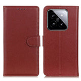 Xiaomi 14 Pro Litchi Leather Flip Cover m. Lommebok - Brun