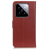 Xiaomi 14 Pro Litchi Leather Flip Cover m. Lommebok - Brun