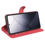 Xiaomi 14 Pro flip-deksel i kunstskinn m. Kortholder og stativfunksjon - rød