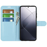 Xiaomi 14 Pro flip-deksel i kunstskinn m. Kortholder og stativfunksjon - Lyseblå