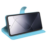 Xiaomi 14 Pro flip-deksel i kunstskinn m. Kortholder og stativfunksjon - Lyseblå