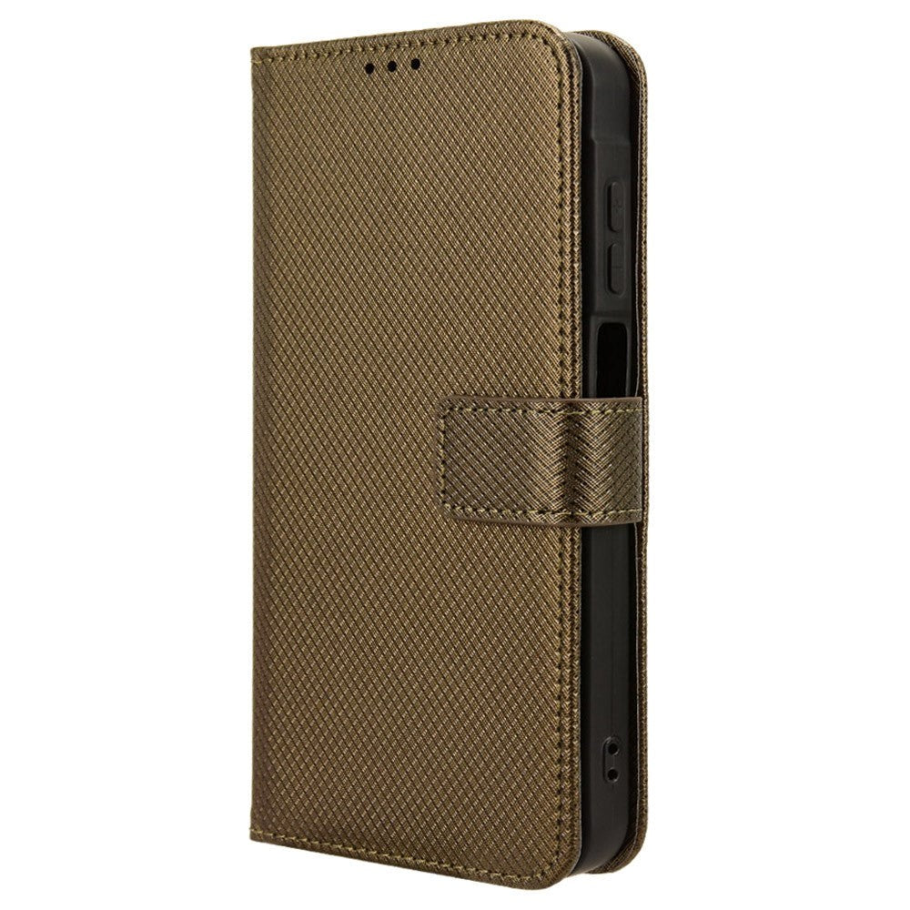 Samsung Galaxy A25 (5G) Flip-deksel i lær m. Stropp og tekstur - brun