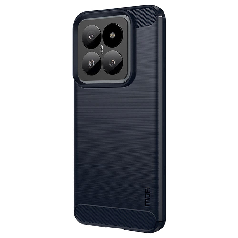 Xiaomi 14 Mofi børstet karbonfiber fleksibelt plastbakdeksel - blå