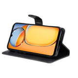 Xiaomi Poco C65 / Redmi 13C Leather Flip Cover m. Lommebok og stropp - Svart