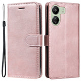 Xiaomi Poco C65 / Redmi 13C Leather Flip Cover m. Lommebok og stropp - Rose gull