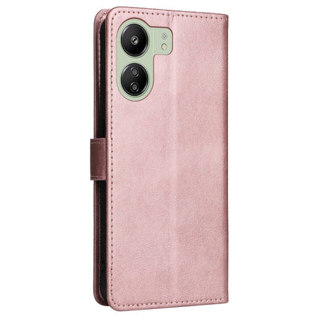 Xiaomi Poco C65 / Redmi 13C Leather Flip Cover m. Lommebok og stropp - Rose gull