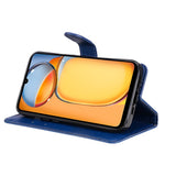 Xiaomi Poco C65 / Redmi 13C Leather Flip Cover m. Lommebok og stropp - blå