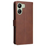 Xiaomi Poco C65 / Redmi 13C Leather Flip Cover m. Lommebok og stropp - Brun