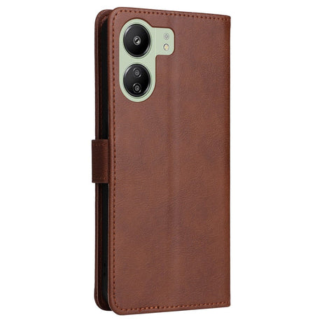 Xiaomi Poco C65 / Redmi 13C Leather Flip Cover m. Lommebok og stropp - Brun