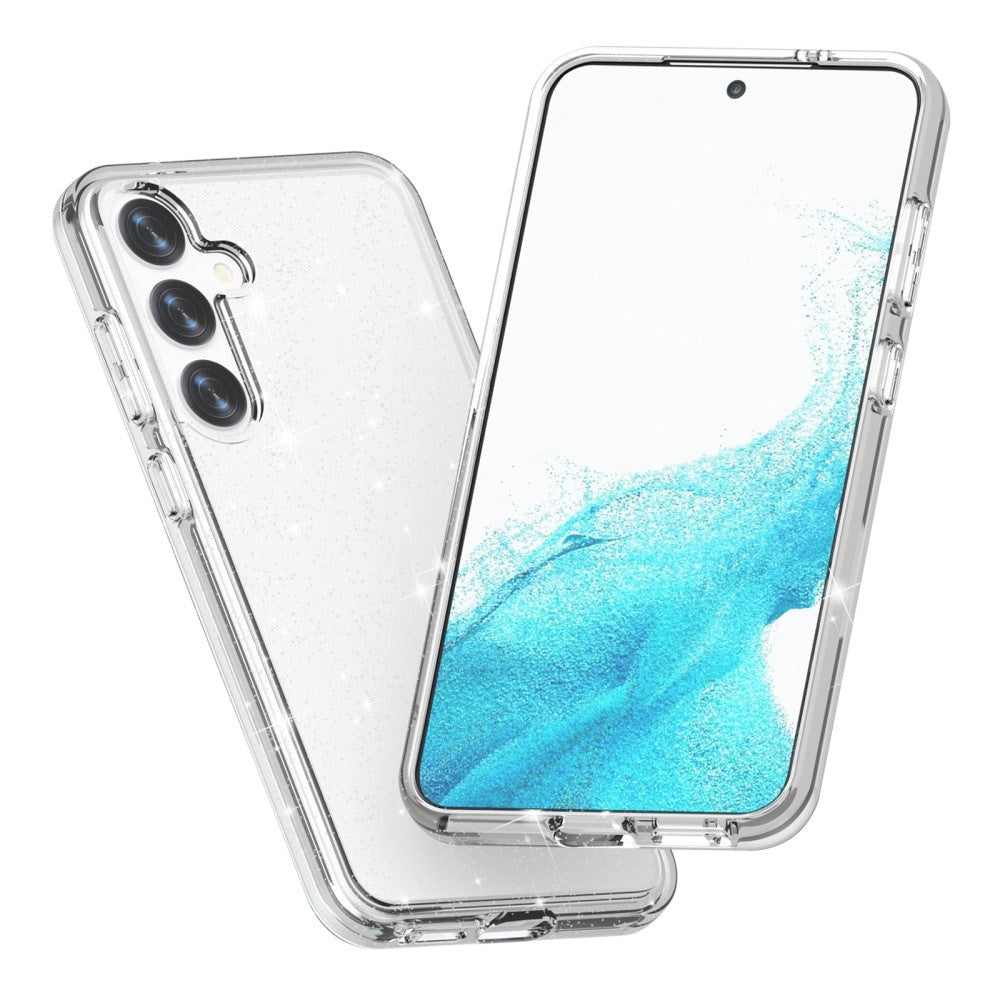 Samsung Galaxy S24 Hybrid Plastic Bakdeksel - Gjennomsiktig Glitter